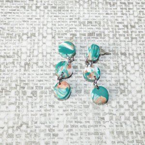 Polymer Clay Green Marble Earrings